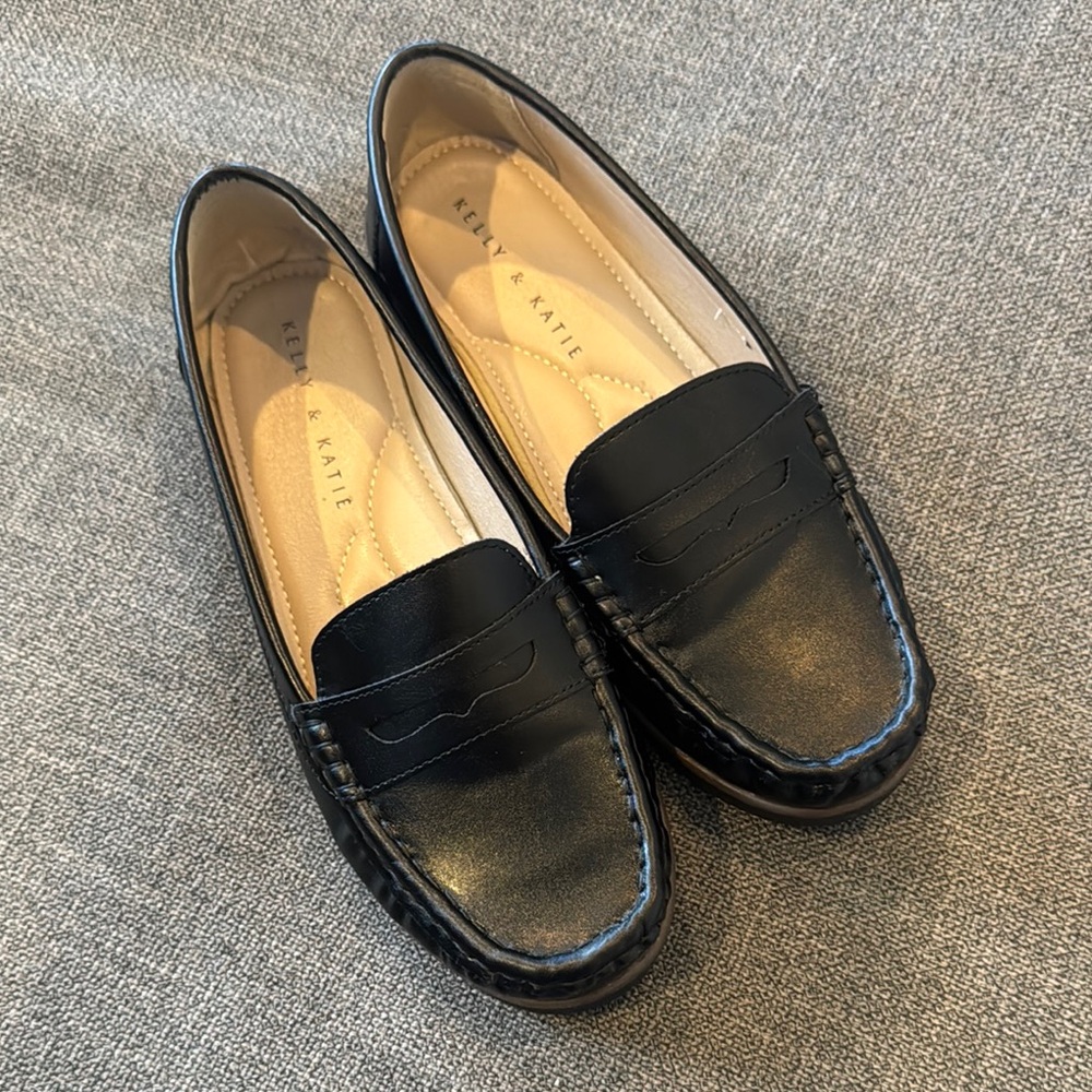 Kelly & Katie Black Leather Penny Loafers